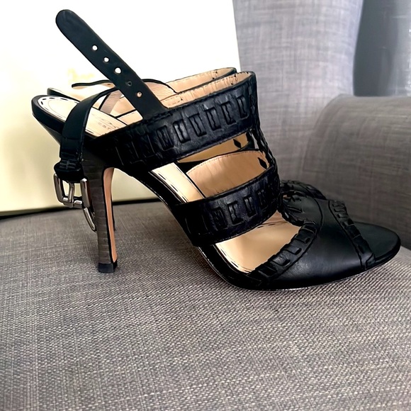 COACH Kareena Black leather Sandal - Picture 1 of 8